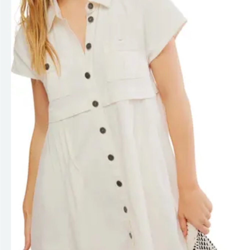 White free people Ronnie cotton poplin mini shirt dress